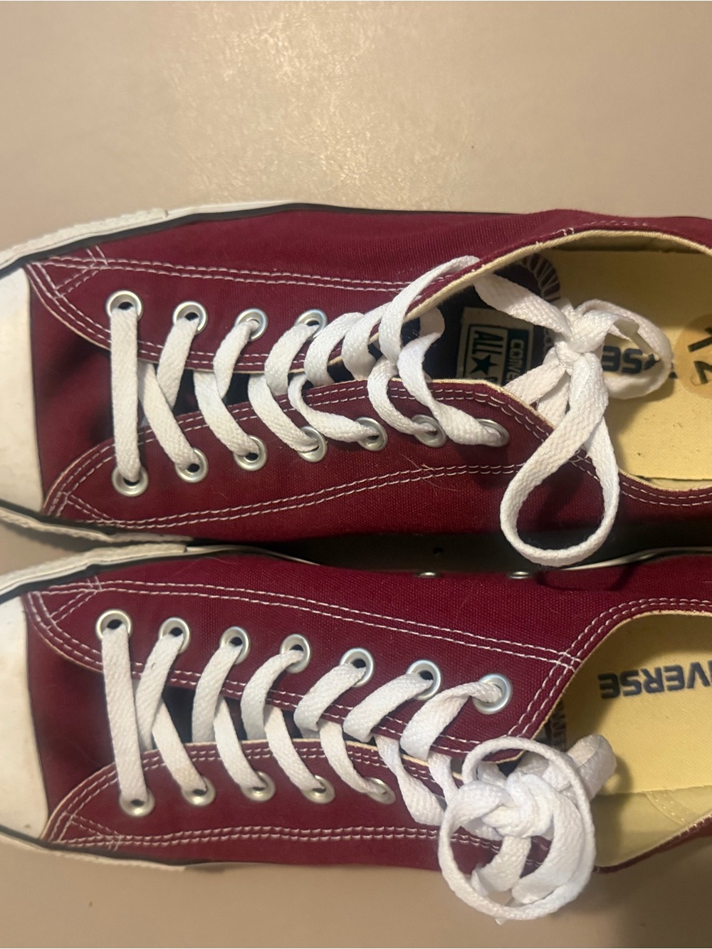 Converse low top sneakers - burgundy with white laces Converse, Chuck Taylor